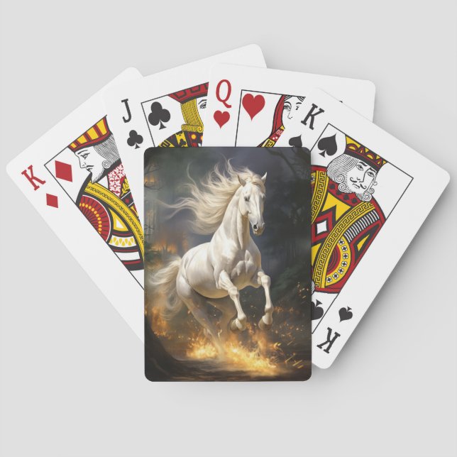 Schöne Weiße Reittiere Spielkarten (Rückseite)