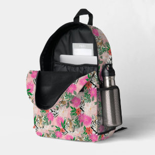 Schöne weiße rosa Tiger-Blumenmalerei Bedruckter Rucksack