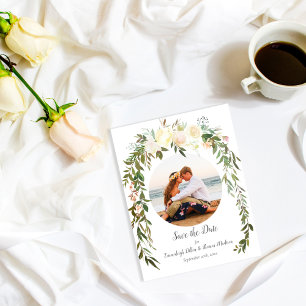 Schöne Weiße Rosen Floral Save The Date