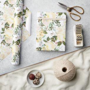 Schöne weiße Rosen Wasserfarbe Geschenkpapier