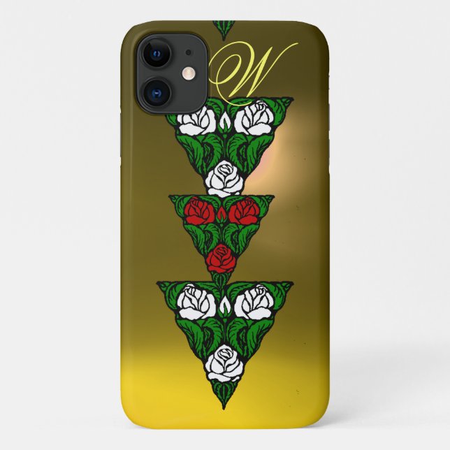 SCHÖNE WEISSE ROTE ROSEN-DREIECK-MONOGRAMM Case-Mate iPhone HÜLLE (Rückseite)