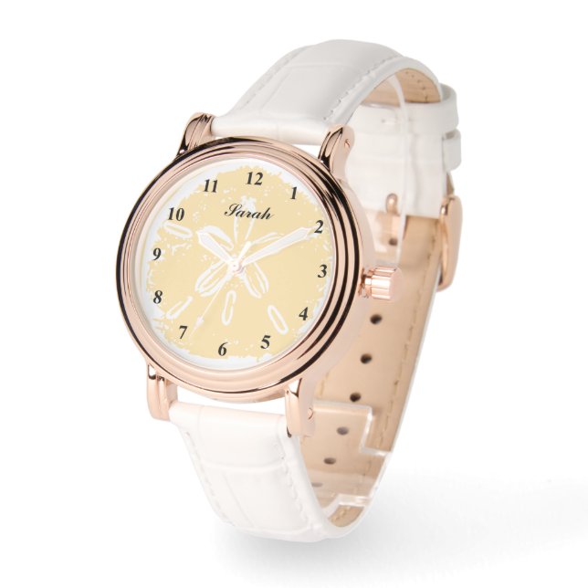 Schöne weiße Sanddollarschale individuelle Damen- Armbanduhr (Winkel)