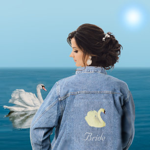 Schöne weiße Schwan-Braut Jeansjacke