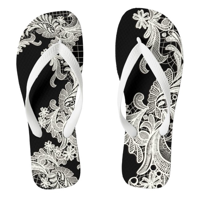 Schöne weiße Spitzen Elegant Flip Flops (Fußbett)