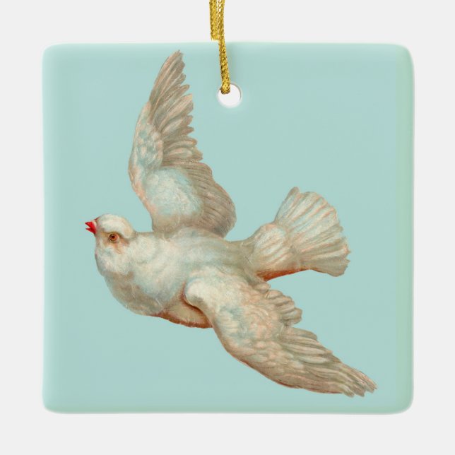 schöne weiße Taube Keramikornament (Vorderseite)