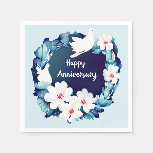 Schöne weiße Tauben Blumenreste Serviette (Vorderseite)