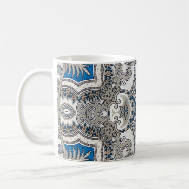 Schöne, weiße und blaue Arabeske, islamische Patro Kaffeetasse (Links)