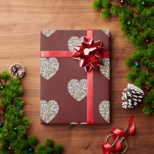 Schöne weiße und goldene Marmortextur Herz Geschenkpapier