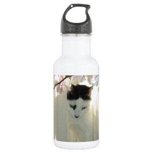 Schöne weiße und schwarze Katze Trinkflasche