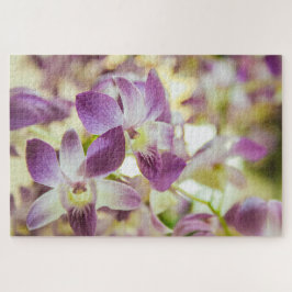 Schöne weiße und violette Blumen Puzzle