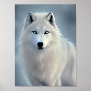 Schöne Weiße Wolf Kunst Poster
