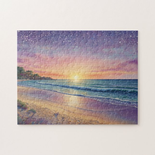 Schöne Wellen am Strand und Strandkunst Puzzle (Horizontal)