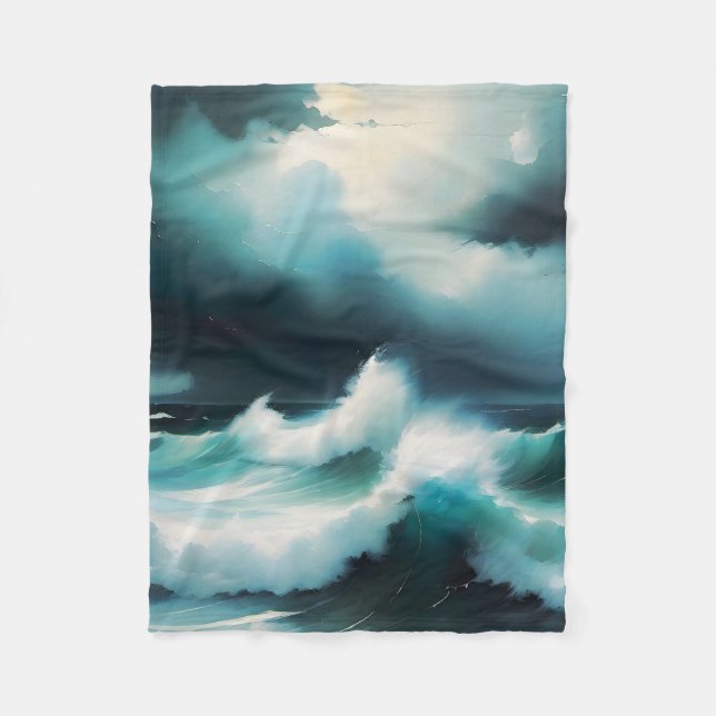 Schöne Wellen des Blauen Ozeans Fleecedecke (Vorderseite)