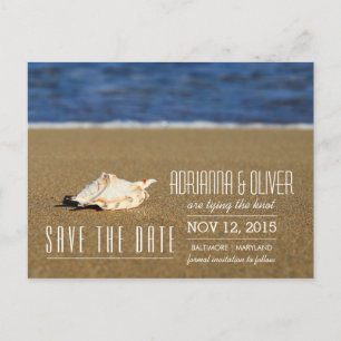 Schöne Wellen Seashell Save the Date Ankündigungspostkarte