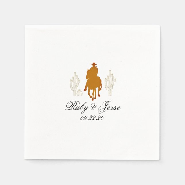 Schöne Western Dark Brown Hochzeit Serviette (Vorderseite)