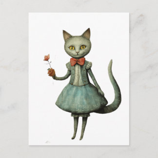 Schöne Whimisical Gray Cat Postkarte