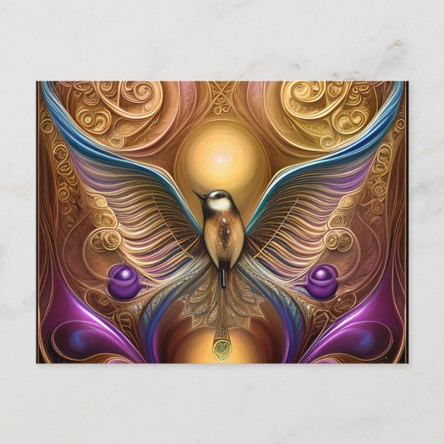 Schöne Whimsical Art Steampunk Vögel Postkarte (Vorderseite)