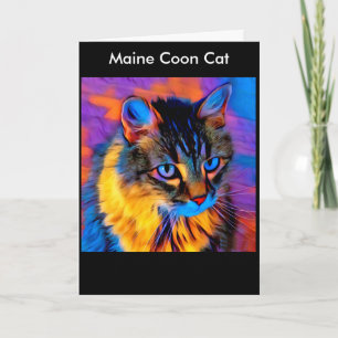 Schöne Whimsical Artistic Tabby Maine Coon Cat Karte