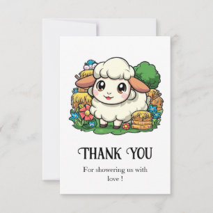 Schöne Whimsical Sheep Baby Dusche Dankeskarte