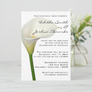 Schöne White Calla Lily Wedding Einladung