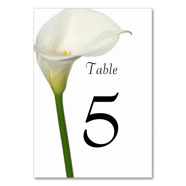 Schöne White Calla Lily Wedding Tischnummer (Vorderseite)