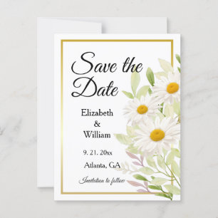 Schöne White Daisies Save the Date Postcard Postkarte