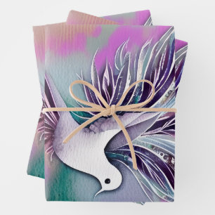 Schöne White Ethereal Wasserfarbe Taube Geschenkpapier Set