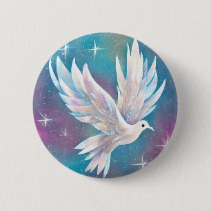 Schöne White Glitzer Peace Dove Button