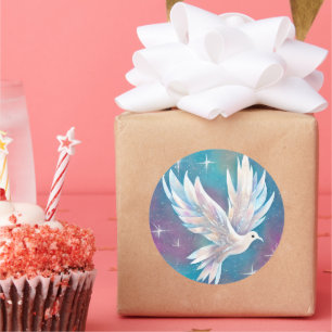 Schöne White Glitzer Peace Dove Runder Aufkleber