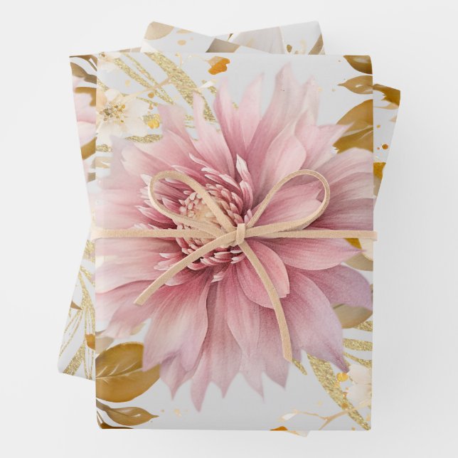 Schöne White Gold Lavender Floral Geschenkpapier Set (Beispiel)