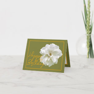Schöne White Rose Blume Hübsch Happy Birthday Karte