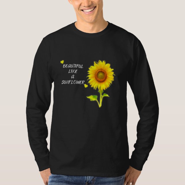 Schöne wie eine Sonnenblume mit Herz T-Shirt (Vorderseite)