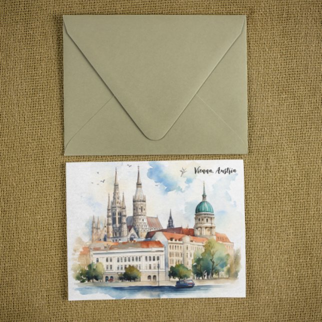 Schöne Wien Österreich Stadtansicht Malerei Postkarte (Beautiful Vienna Austria City View Painting Postcard)