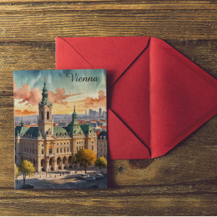 Schöne Wiener Wasserfarben Stadt Malerei Postkarte