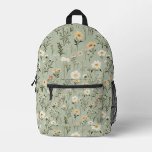 Schöne Wiese-Blume auf Green Bedruckter Rucksack