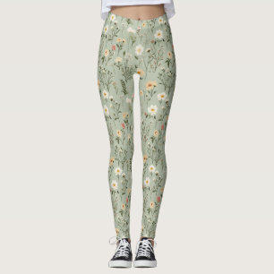 Schöne Wiese-Blume auf Green Leggings