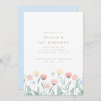 Schöne Wildblume Bouquet Geburtstag Einladung