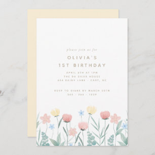 Schöne Wildblume Bouquet Geburtstag Einladung