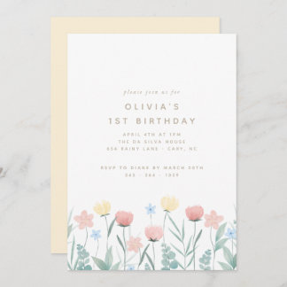 Schöne Wildblume Bouquet Geburtstag Einladung