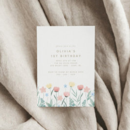 Schöne Wildblume Bouquet Geburtstag Einladung