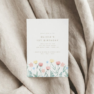 Schöne Wildblume Bouquet Geburtstag Einladung