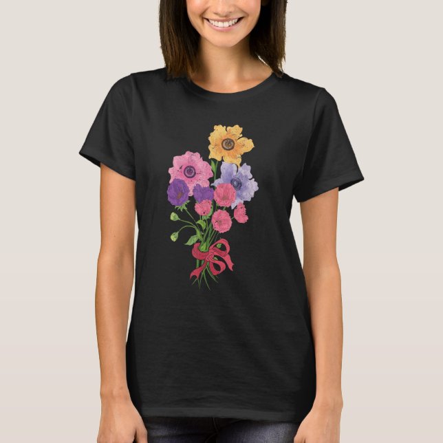 Schöne Wildblume Farbenfrohe botanische Blume Bo T-Shirt (Vorderseite)