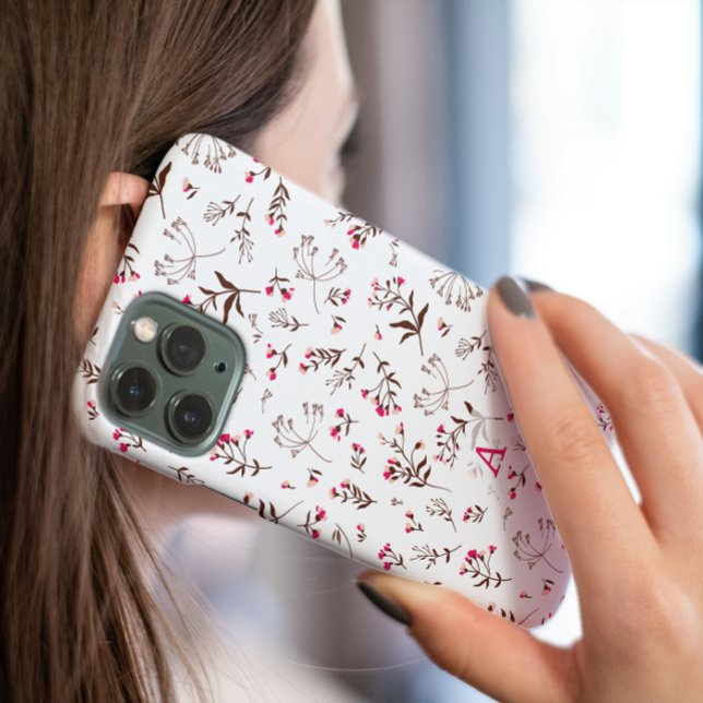 Schöne Wildblume Initial stylish Case-Mate iPhone Hülle (wildflower white stylish iphone case)