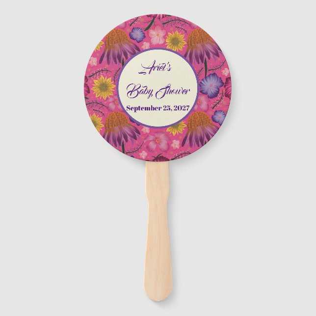 Schöne Wildblume Pink Babydusche Fächer (Vorderseite)