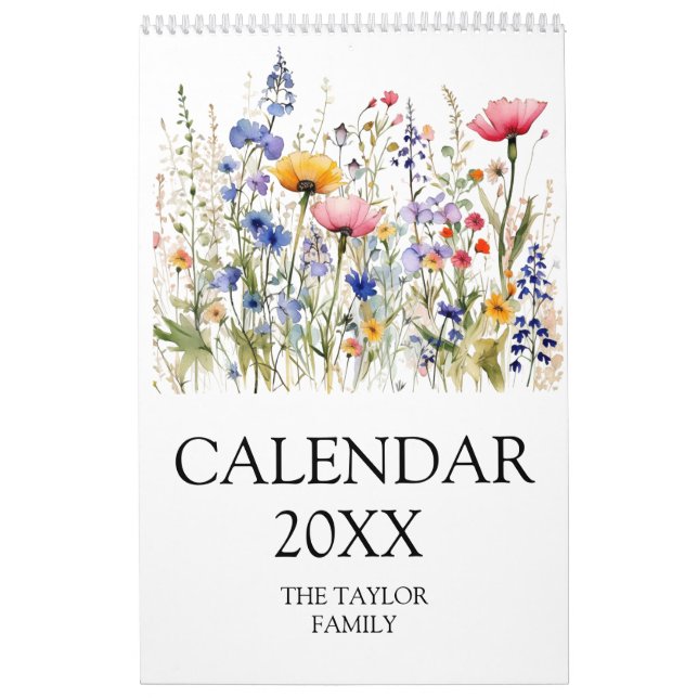 Schöne Wildblume Wasserfarbe Botanischer Garten Kalender (Titelbild)