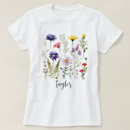 Schöne Wildblume Wasserfarbe Botanischer Garten T-Shirt