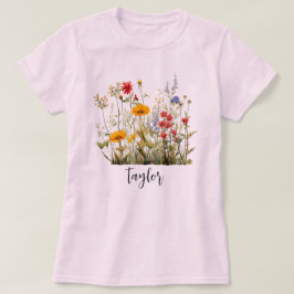 Schöne Wildblume Wasserfarbe Botanischer Garten T-Shirt
