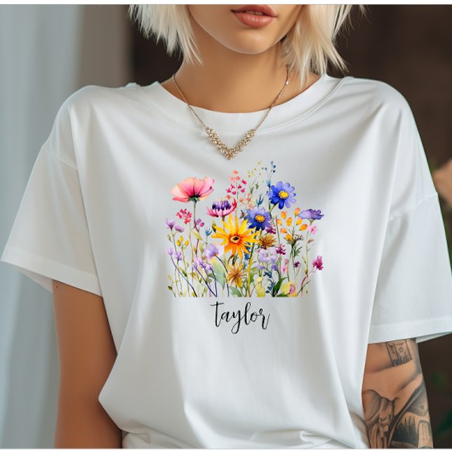 Schöne Wildblume Wasserfarbe Botanischer Garten T-Shirt (Von Creator hochgeladen)