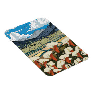 Schöne Wildblume Wiesen Landschaft Magnet