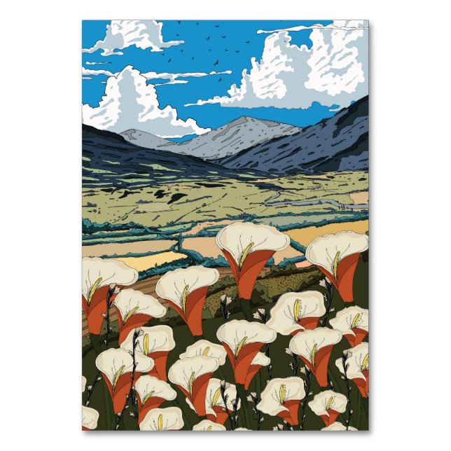 Schöne Wildblume Wiesen Landschaft Tischnummer (Vorderseite)